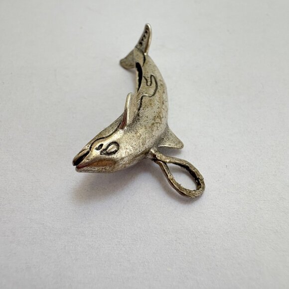 VTG Sterling Silver 925 Three Dimensional Dolphin Pendant Size 26mm Length - Picture 3 of 11